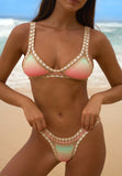 Reversible Ombre Print/Pink Crochet Bikini Top