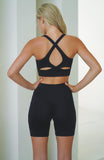 Crossover Front Sports Bra - Black