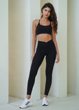 Scoop Neck Front Sports Bra - Black