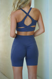 Crossover Front Sports Bra - Blue