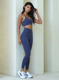 Blue Crossover scrunch bum leggings