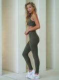 Khaki crossover scrunch bum leggings