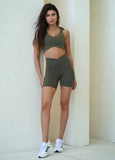 Khaki scrunch bum shorts