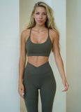 Scoop Neck Sports Bra - Khaki