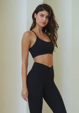 Scoop Neck Front Sports Bra - Black