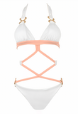 White Cut Out Belt Swimsuit