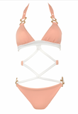 Peach Cut Out Belt Swimsuit